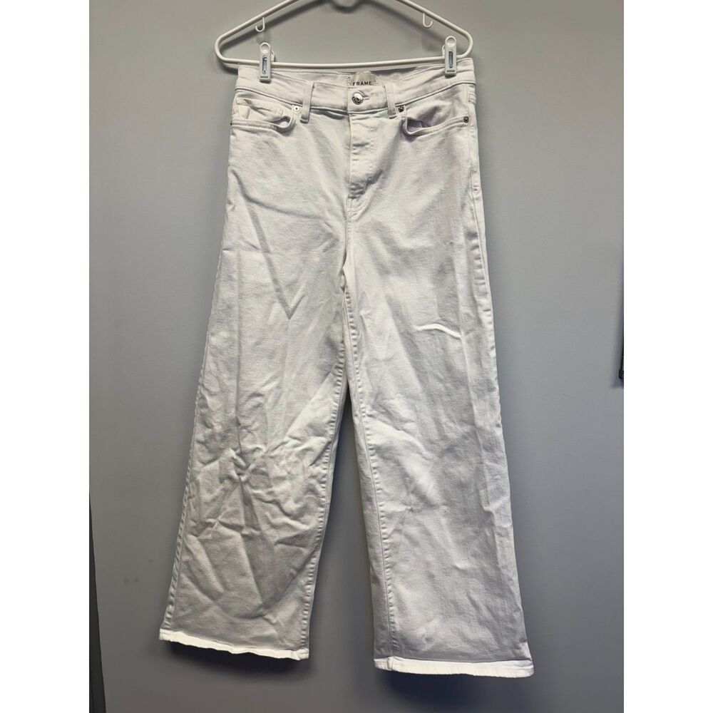FRAME Le Slim Palazzo Wide Leg Jeans White High Rise Size 30 Denim